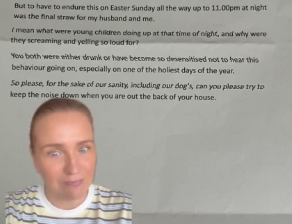 ‘I was raging’: Mum fires back after brutal complaint letter left by neighbour